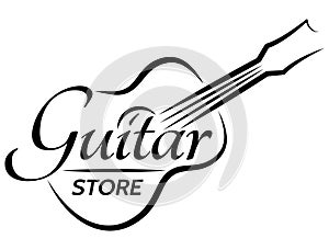 Elegant Guitar Store Logo with Monochrome Design and Stylish Typography for Music Shops and Instrument Retailers photo