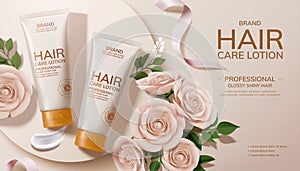 Elegant hair care lotion ads