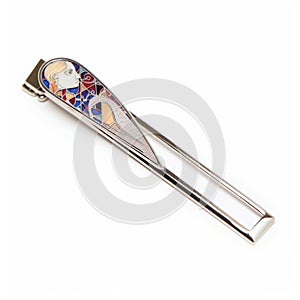 Elegant Hair Clip With Blue-eyed Woman Portrait In Fred Tomaselli Style