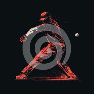 Elegant Hand-drawn Baseball Player T-shirt Graphic photo