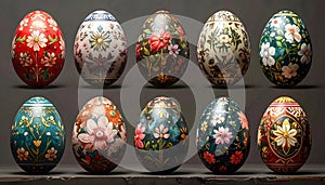 Elegant Hand-Pnted Easter Eggs: Festive Spring Floral Design