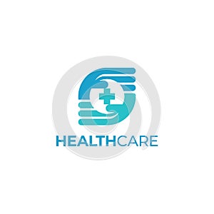 Elegant Health Medical care with Circle, two hand and circle abstract design inspiration