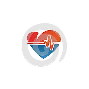 Elegant heart and ekg outline logo design template