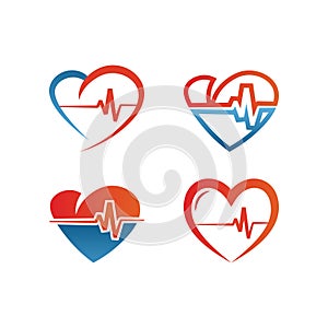 Elegant heart and ekg outline logo design template