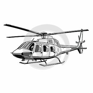 Elegant Helicopter Line Art On White Background photo