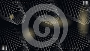 Elegant Hexagons Dashed Lines Seamless Pattern on Black Background.Vector Illustration