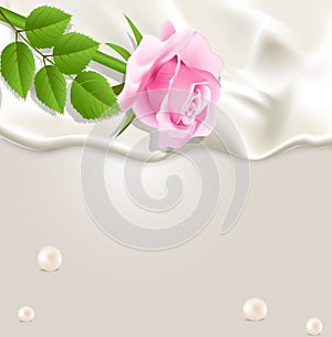 Elegant holiday background with silk, pearls r