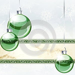 Elegant holiday banner with transparent ornaments