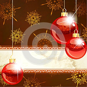 Elegant holiday banner with transparent ornaments