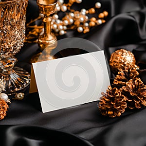 Elegant Holiday Invitation Template Gold Black Mockup