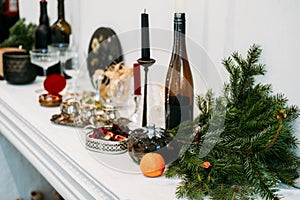Elegant Holiday Mantelpiece with Festive Decor photo