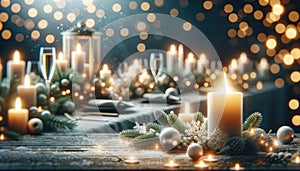 Elegant Holiday Table Setting with Festive Decorations, AI Generated