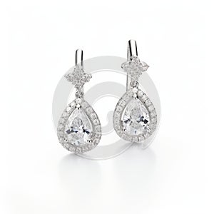 Elegant Hollow Halo Diamond Earrings In 18k White Gold