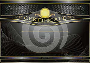 An elegant horizontal blank form for creating certificates. In black colors.