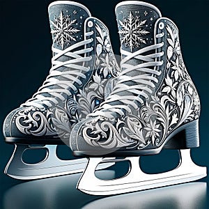 Elegant Ice Skates with Snowflake Embellishments