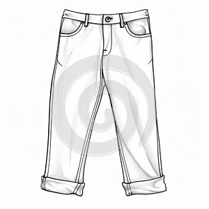 Elegant Inking Techniques: Kids Jean Pant Illustration In White Fabric