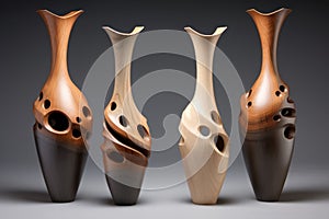 Elegant Interior wood dark vase. Generate Ai