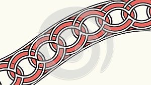 Elegant Interlocking Circular Chain Pattern Border, Decorative Vector Design Generative AI