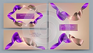 Elegant invitation banners with two colored ribbons.