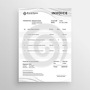 Elegant invoice template for your business photo