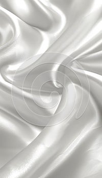 Elegant ivory silk satin drapery with wavy folds, abstract monochrome luxury background concept