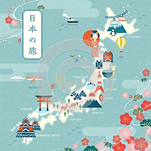 Elegant japan travel map