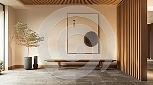 Elegant Japandi style foyer with minimalist design features photo