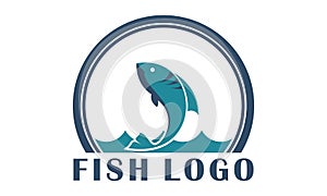 Elegant jump fish vector logo