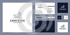 Elegant king lion with stylish graphic design and name card inspiration luxury design logo
