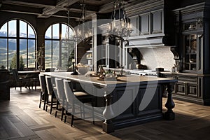 Elegant kitchen featuring dark wood cabinetry for a timeless appeal