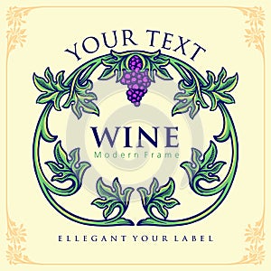 Elegant label for a bottle of wine, a bunch of grapes