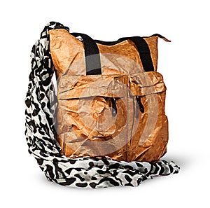 Elegant ladies paper bag with scarf rotated