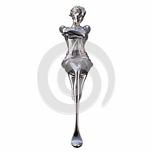 Elegant Lady Holding Silver Spoon Statue - Art Deco Design