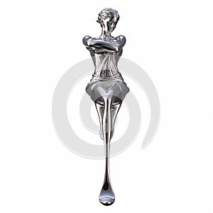 Elegant Lady Holding Silver Spoon Statue - Art Deco Design photo