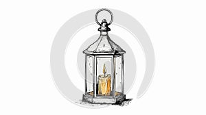 Elegant Lantern with Illuminated Candle Vector Drawing for Creative Projects