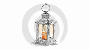 Elegant Lantern with Illuminated Candle Vector Drawing for Creative Projects