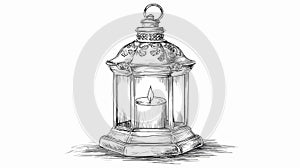 Elegant Lantern with Illuminated Candle Vector Drawing for Creative Projects