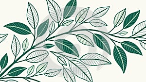 Elegant Leafy Branches, Seamless Botanical Vector Pattern, vector design Generative AI