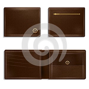 Elegant leater men's wallet. Vector illusration. photo