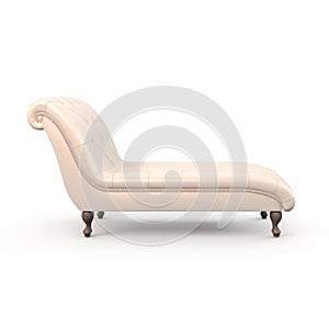 Elegant Leather Chaise Lounge On White Background