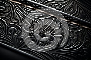 Elegant Leather Craftsmanship With Detailed Floral Tooling Design. Generative AI photo
