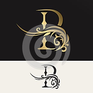 Elegant Letter B. Art Logo Design. Refined lines. Vintage Template. Creative