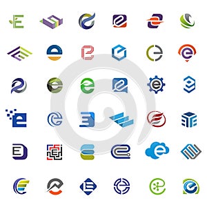 Elegant letter e logo vector set