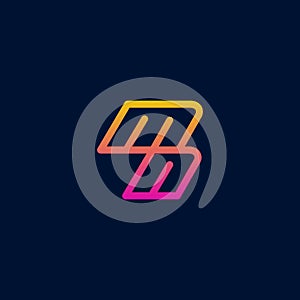 Elegant letter MN logo with three color gradations. modern line logo design concept template