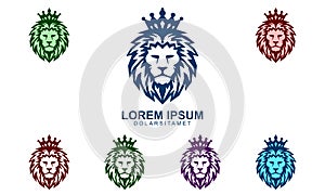 Elegant Lion King Vector Logo Design with Crown