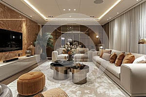Elegant Living Room Interior Design. AI Generated
