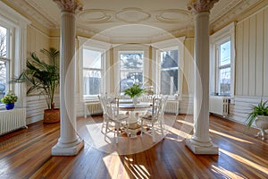 Elegant Living Room Interior with White Round Table