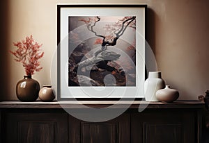 Elegant living room mockup frame poster luxury personal accessories. Home and decor. Interior design. Template.Gallery Wall.