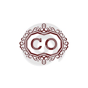 Elegant logo letter CO Swirl typeface design