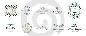 Elegant logos, Wedding monograms, hand drawn elegant, delicate collection